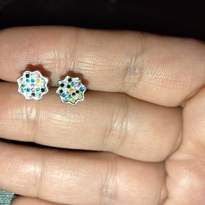 Silver earrings with micro colored stones